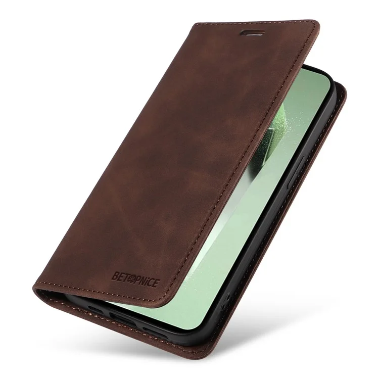 BETOPNICE 003 For Samsung Galaxy S24 FE Case RFID Blocking Wallet Leather Cover - Braun