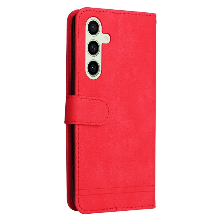 Para Samsung Galaxy S24 FE Wallet Case Leather Phone Cover Tree Pattern Hardware - Vermelho