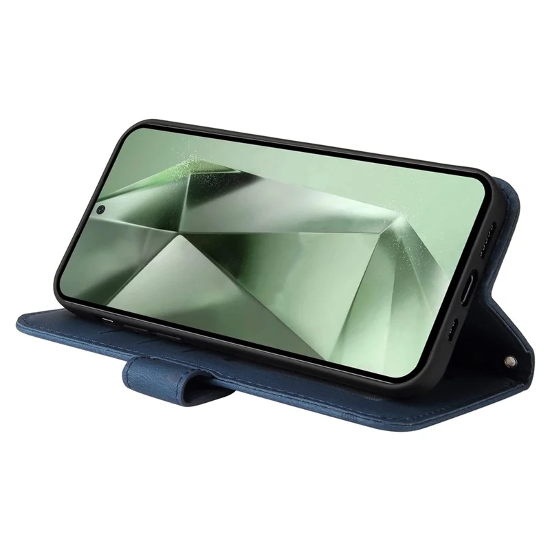 For Samsung Galaxy S24 FE Leather Wallet Cases Skin Touch Phone Cover Stand with Strap - Blue