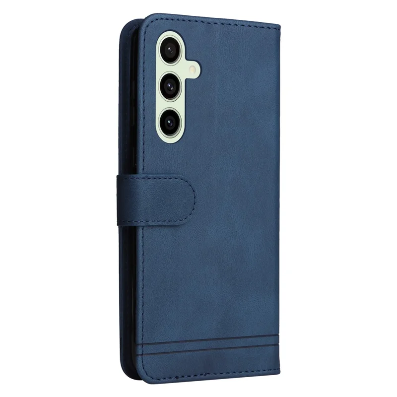 For Samsung Galaxy S24 FE Leather Wallet Cases Skin Touch Phone Cover Stand with Strap - Blue