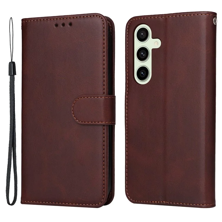 Чехол-книжка для Samsung Galaxy S24 FE, из искусственной кожи, с подставкой, для телефона - коричневый