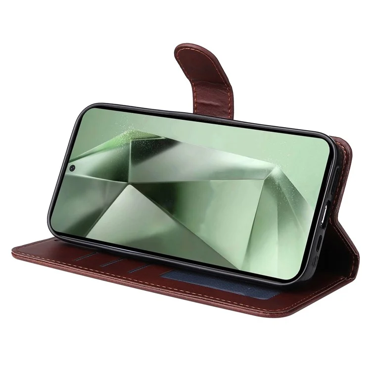 Чехол-книжка для Samsung Galaxy S24 FE, из искусственной кожи, с подставкой, для телефона - коричневый