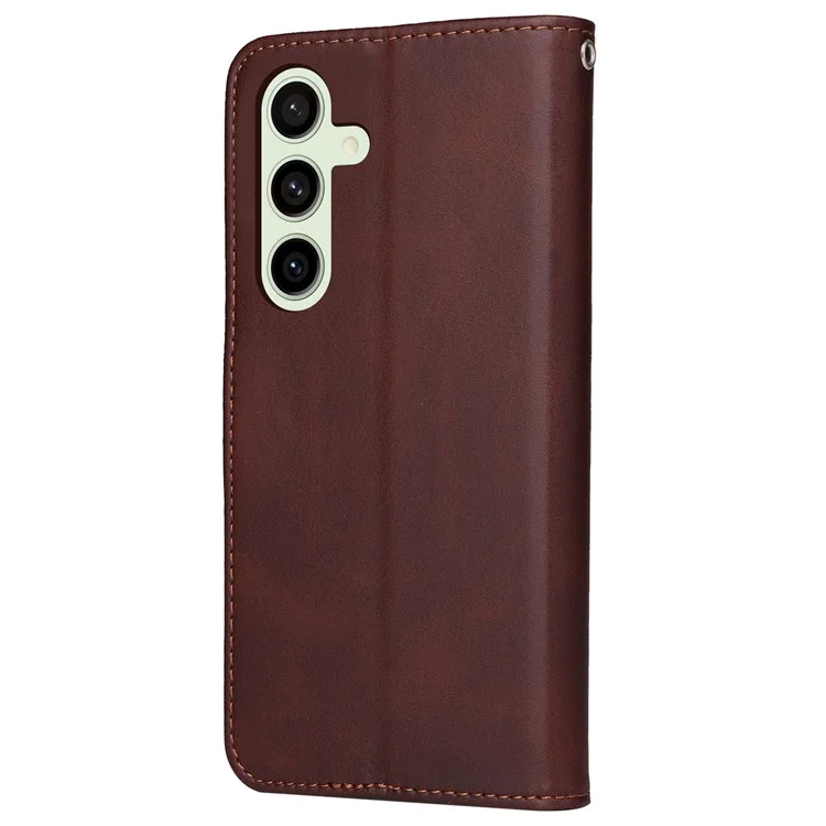 Чехол-книжка для Samsung Galaxy S24 FE, из искусственной кожи, с подставкой, для телефона - коричневый