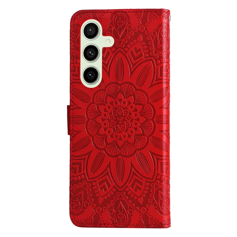 Für Samsung Galaxy S24 FE Wallet Case Sonnenblume PU Leder Handyhülle - Rot