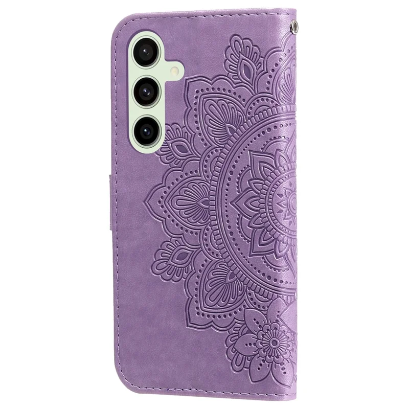 For Samsung Galaxy S24 FE Case Floral Pattern PU Leather Wallet Stand Phone Cover - Purple