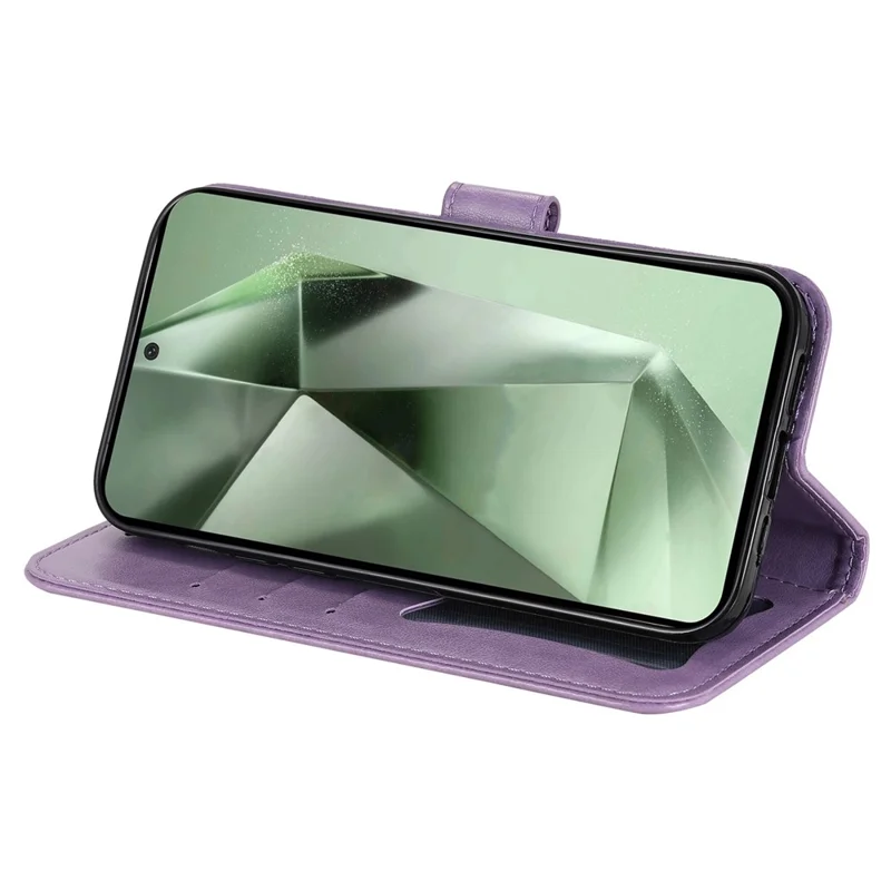 For Samsung Galaxy S24 FE Case Floral Pattern PU Leather Wallet Stand Phone Cover - Purple