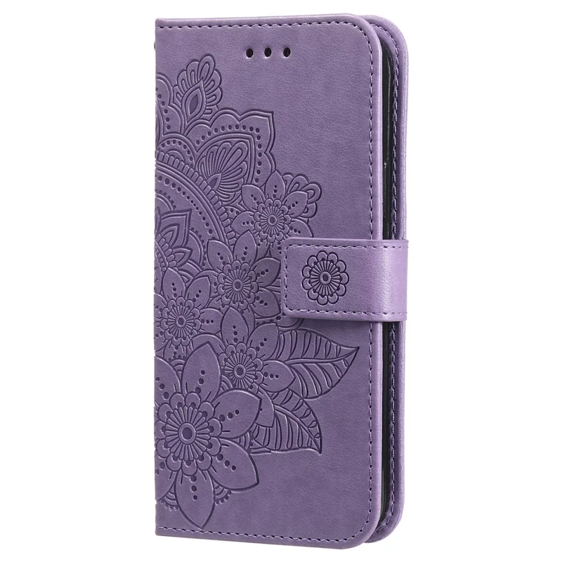 For Samsung Galaxy S24 FE Case Floral Pattern PU Leather Wallet Stand Phone Cover - Purple