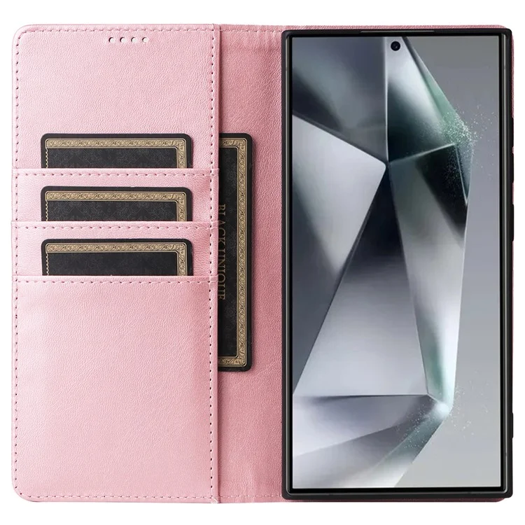 For Samsung Galaxy S24 Ultra Case RFID Blocking Wallet Leather Phone Cover - Pink