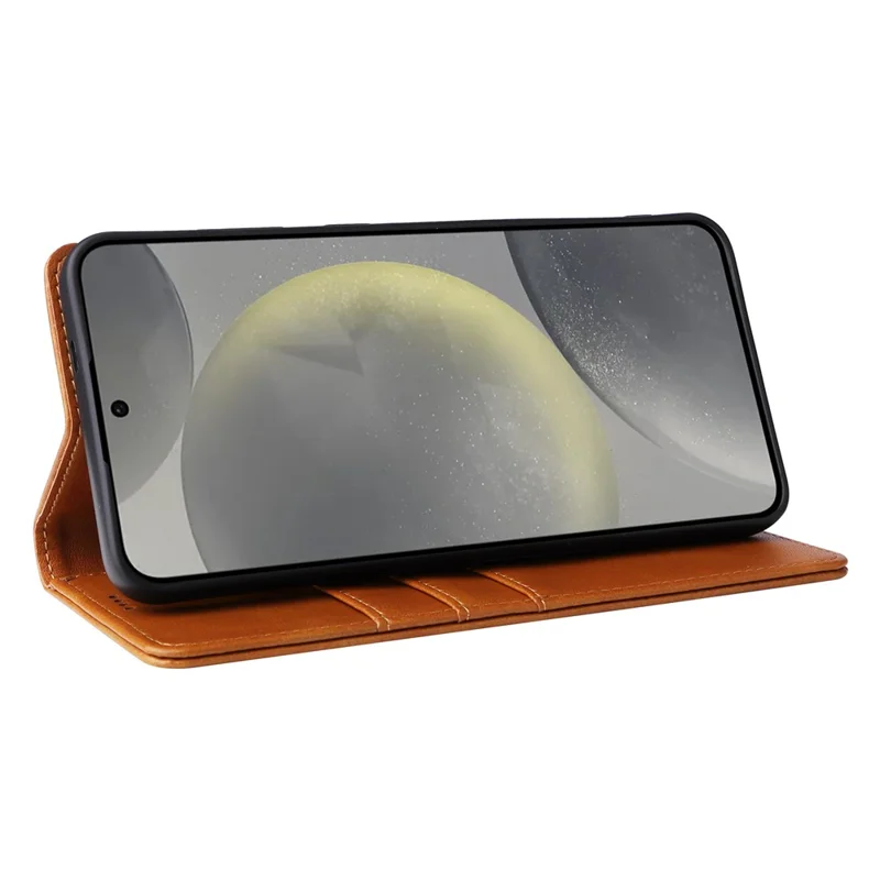 For Samsung Galaxy S25 / S24 Leather Case RFID Blocking Wallet Cover Magnetic Closing - Brown
