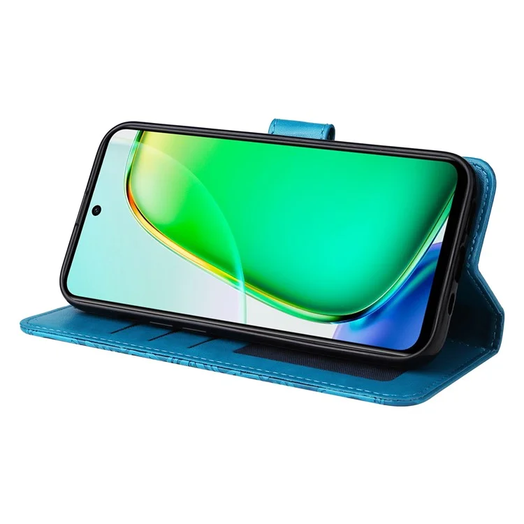 Pour vivo Y28 4G / iQOO Z9x 5G Coque Portefeuille en Cuir Tournesol - Bleu