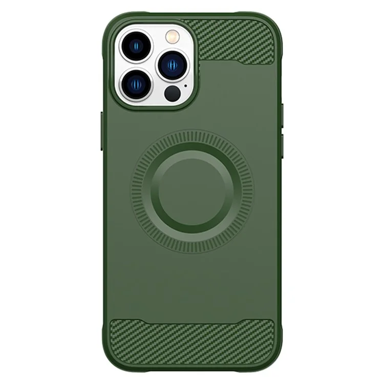 Магнитный чехол для iPhone 12 Pro из углеродного волокна - Зеленый