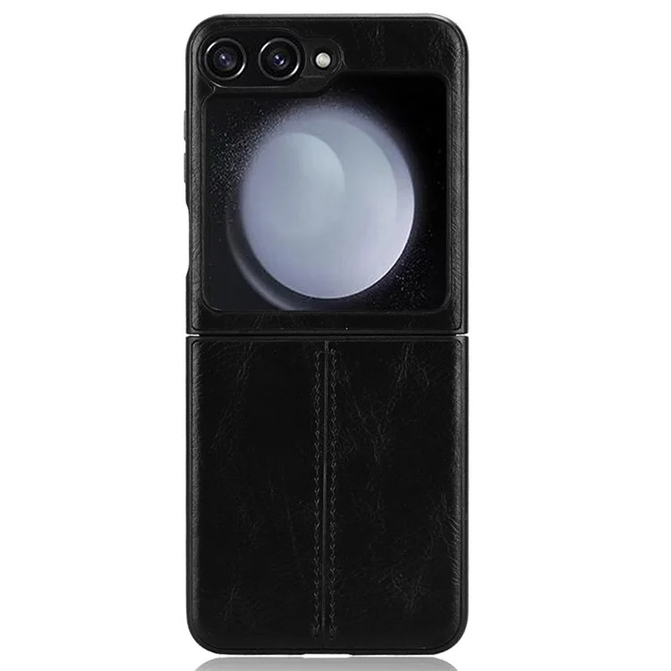 Für Samsung Galaxy Z Flip6 5G Case Stitching Lines Cowhide Texture Leather Back Phone Cover - Schwarz