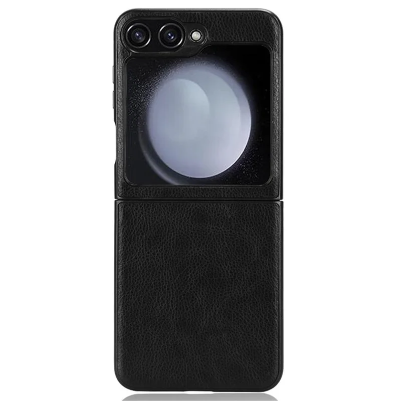 For Samsung Galaxy Z Flip7 FE 5G / Z Flip6 5G Case Litchi Texture Leather Hard PC Phone Cover - Black