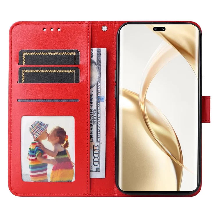 For Honor 200 Pro 5G Case PU Leather Wallet Phone Cover Sunflower Pattern - Vermelho