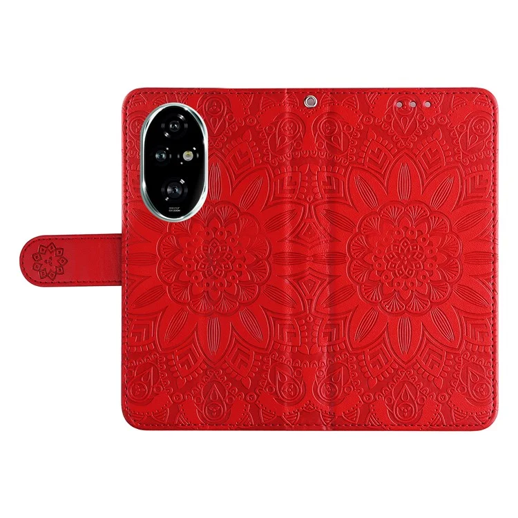 For Honor 200 Pro 5G Case PU Leather Wallet Phone Cover Sunflower Pattern - Vermelho