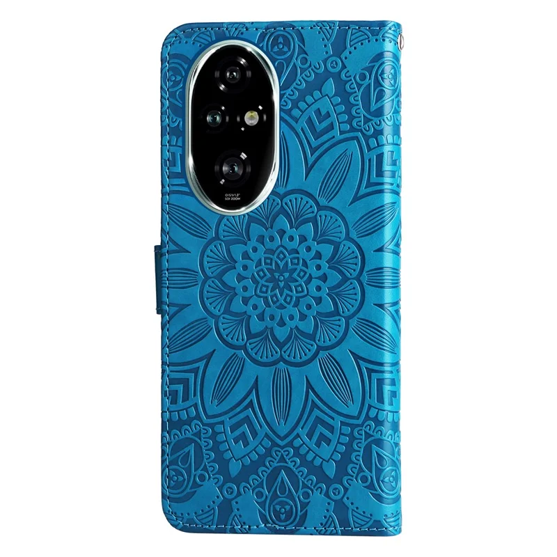 For Honor 200 Pro 5G Case PU Leather Wallet Phone Cover Sunflower Pattern - Blue