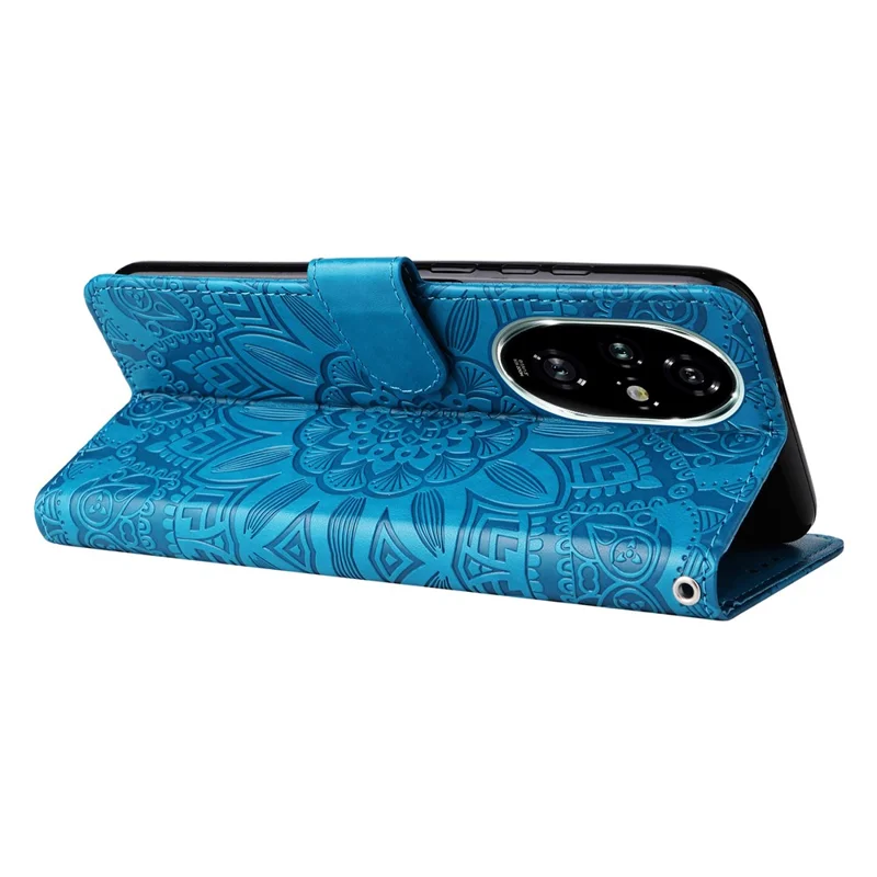 For Honor 200 Pro 5G Case PU Leather Wallet Phone Cover Sunflower Pattern - Blue