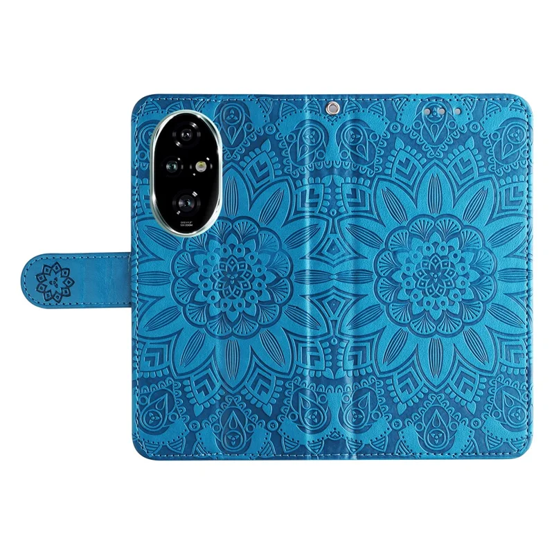 For Honor 200 Pro 5G Case PU Leather Wallet Phone Cover Sunflower Pattern - Blue