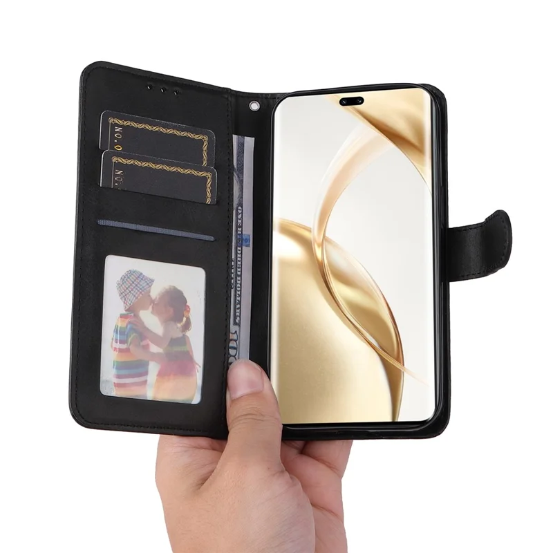 For Honor 200 Pro 5G Case PU Leather Wallet Card Slots Flip Phone Cover - Negro