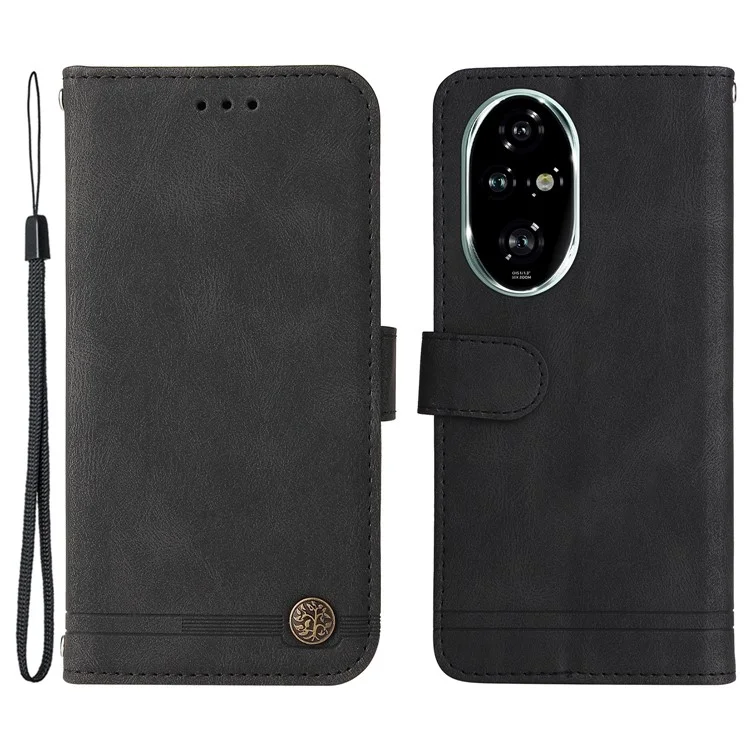 Capa para Honor 200 Pro 5G - Couro tátil, capa carteira com suporte para visualização - Preto