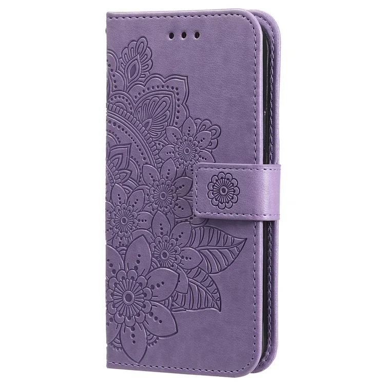 For Honor 200 5G Case PU Leder Blumen Handyhülle mit Handschlaufe - Lila