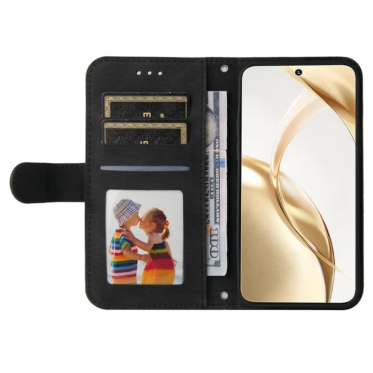 For Honor 200 5G Case Skin-Touch PU Leather Phone Cover Tree Pattern Hardware - Negro