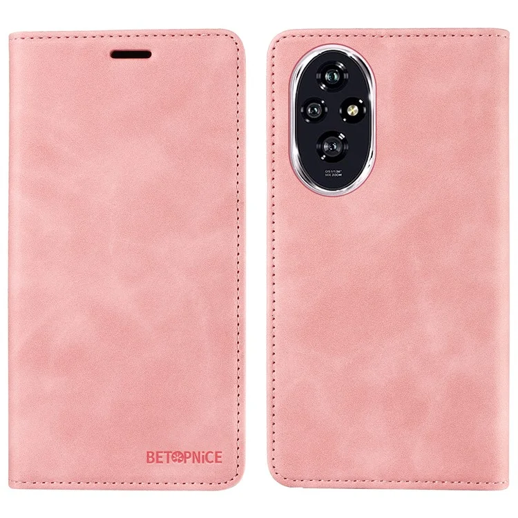 BETOPNICE 003 For Honor 200 5G Case PU Leather Folio Flip Wallet Phone Cover - Rose