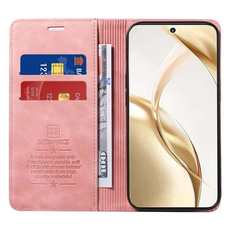 BETOPNICE 003 For Honor 200 5G Case PU Leather Folio Flip Wallet Phone Cover - Rose