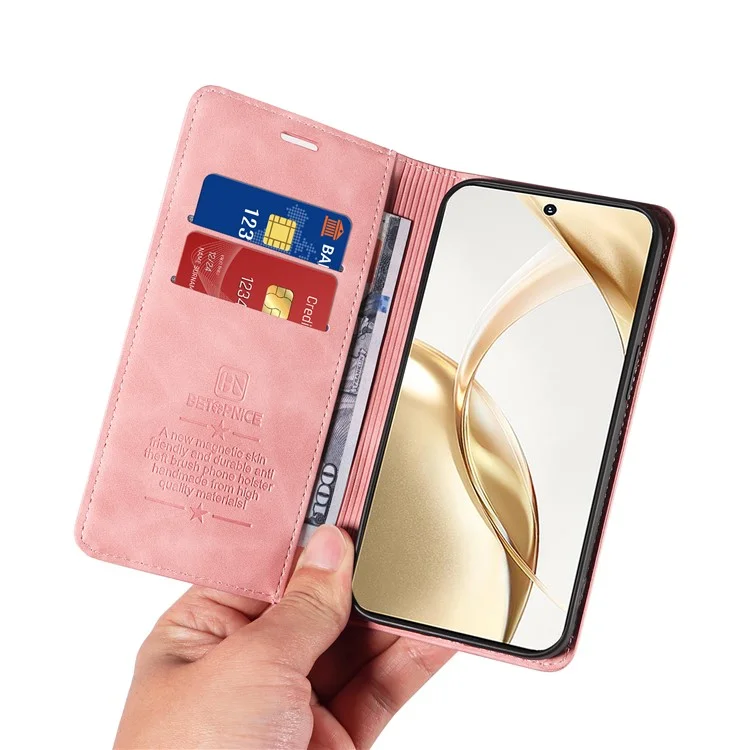 BETOPNICE 003 For Honor 200 5G Case PU Leather Folio Flip Wallet Phone Cover - Rose