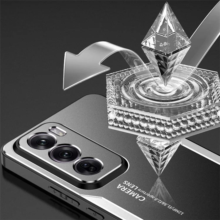 Para o Oppo Reno12 Pro 5G (Global) Caso Alumínio Ligas Traseira Protetora Capa de Telefone - Ouro