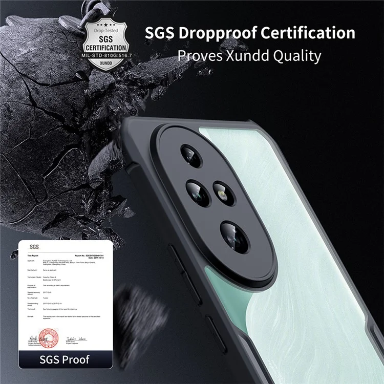 Custodia XUNDD For Honor 200 Pro 5G in acrilico + TPU, cover protettiva trasparente per telefono