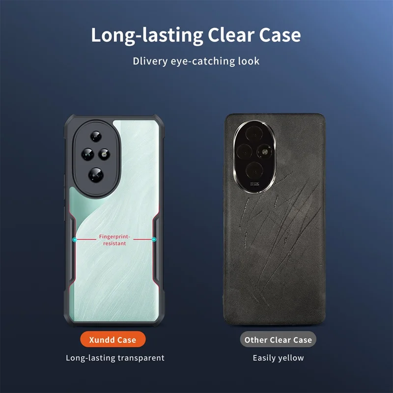 XUNDD For Honor 200 5G Case Acrylic Back TPU Frame Scratch Resistant Phone Cover