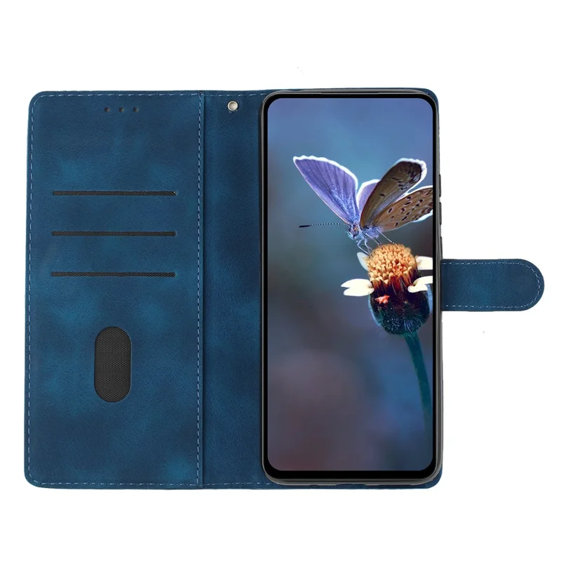 For iPhone 16 Pro Max Case Butterfly Flower PU Leather Flip Protective Phone Cover - Blue