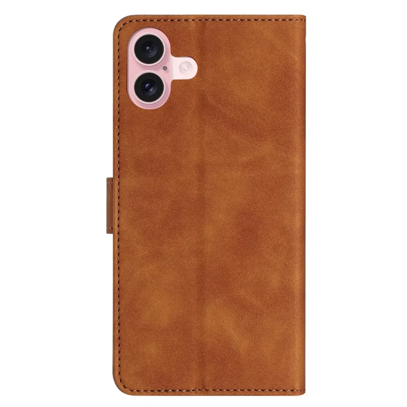 Per iPhone 16 Plus Case Butterfly Imprinted PU Leather Stand Phone Cover - Marrone