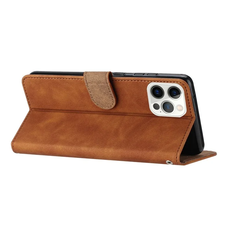 Para iPhone 16 Pro Wallet Case PU Leather Folio Phone Cover 7 Butterflies Imprinted - Marrom
