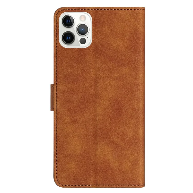 Para iPhone 16 Pro Wallet Case PU Leather Folio Phone Cover 7 Butterflies Imprinted - Marrom