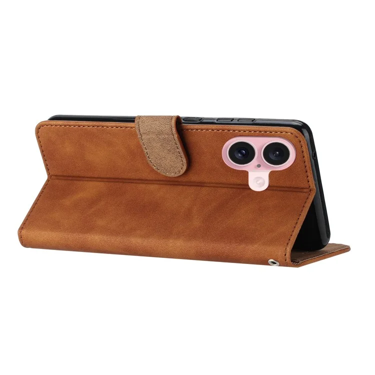 Funda para iPhone 16, con estampado de mariposas, de piel sintética PU con tapa protectora - Marrón