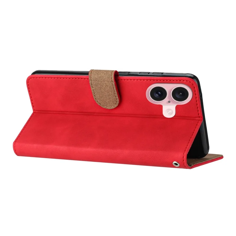 For iPhone 16 Case Butterfly Imprinted PU Leather Flip Protective Cover - Red