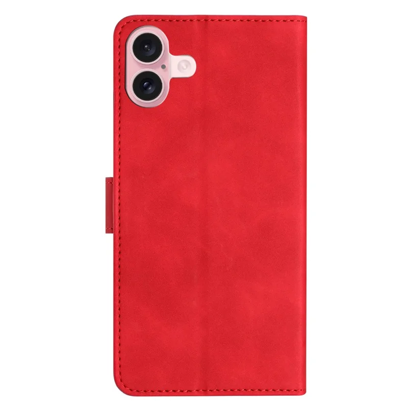 For iPhone 16 Case Butterfly Imprinted PU Leather Flip Protective Cover - Red