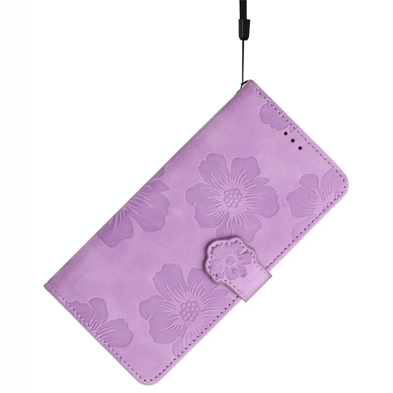 For iPhone 16 Pro Max Case Blooming Floral Flip Leather Phone Cover - Purple