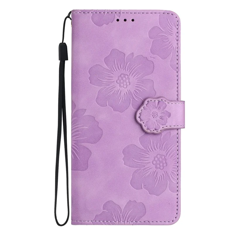 For iPhone 16 Pro Max Case Blooming Floral Flip Leather Phone Cover - Purple