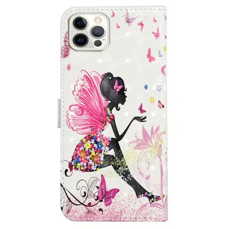 Étui à rabat portefeuille pour iPhone 16 Pro Max avec motif 3D en cuir - Fille