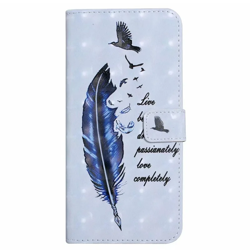 Funda para iPhone 16 Diseño Creativo 3D Cuero PU Soporte Cubierta de Teléfono - Plumas Azules