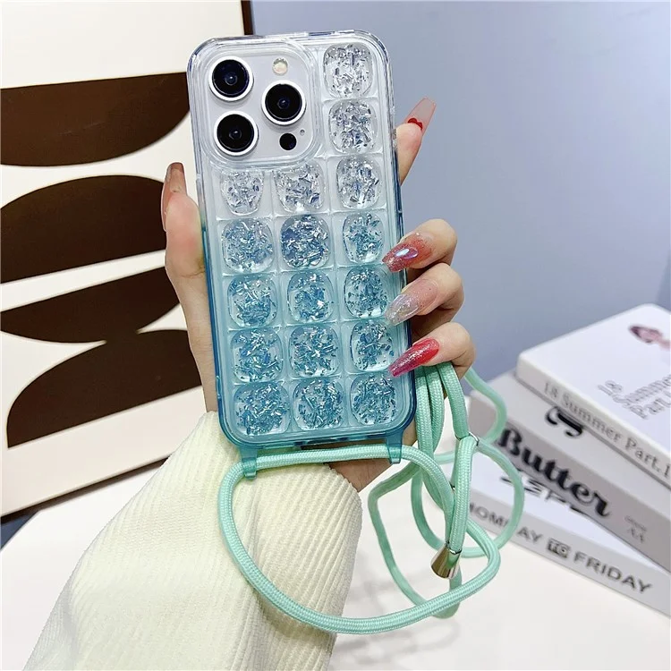 Чехол для iPhone 14 Pro Max Gradient Epoxy TPU Crossbody - Baby Blue
