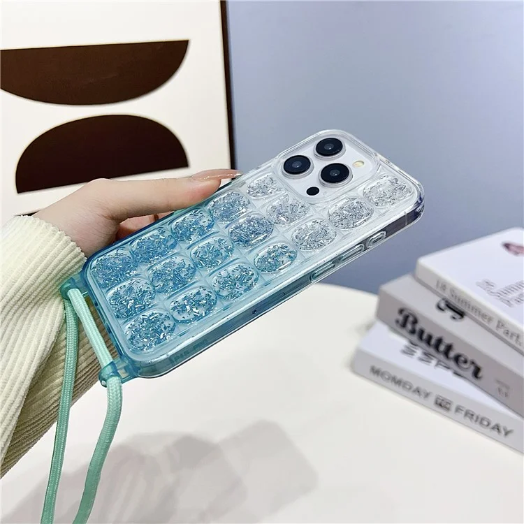 Чехол для iPhone 14 Pro Max Gradient Epoxy TPU Crossbody - Baby Blue