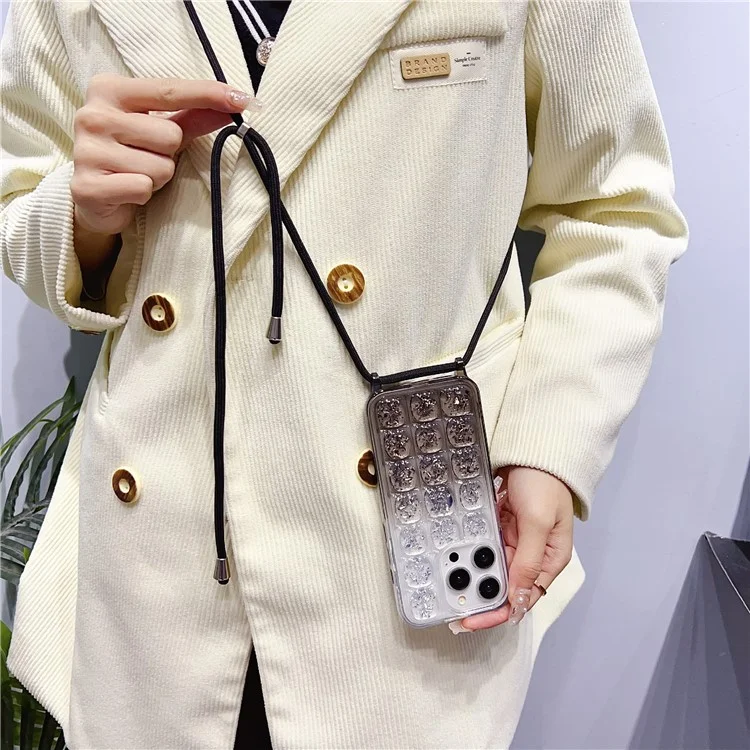 Чехол для iPhone 14 Pro Max Gradient Epoxy TPU Crossbody - Baby Blue