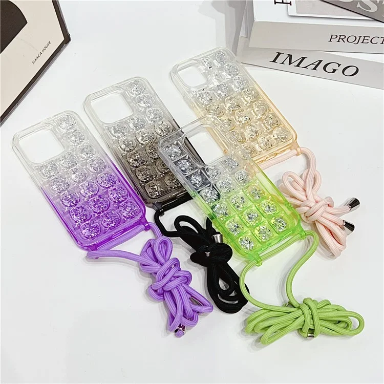 Чехол для iPhone 14 Pro Max Gradient Epoxy TPU Crossbody - Baby Blue