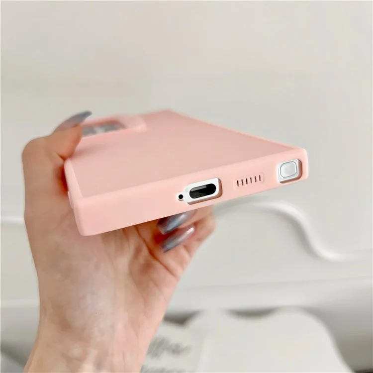 Para o Samsung Galaxy S24 Ultra Case TPU Skin-Touch Phone Cover Lens Frame Kickstand - Preto
