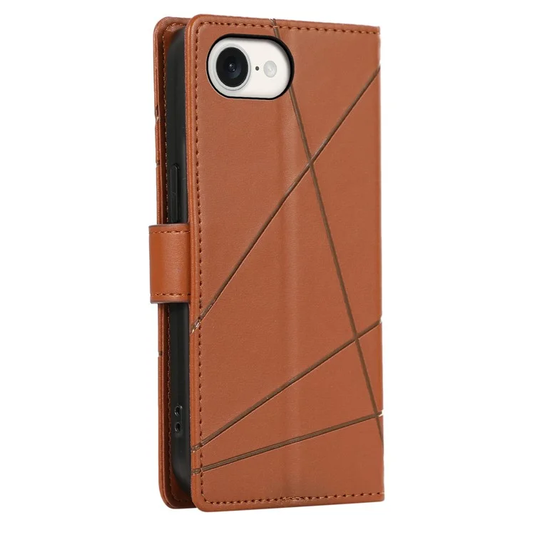 DF-06 Für iPhone SE (2024) Hülle Line Imprint Wallet Cover Großhandel Handy Zubehör - Braun