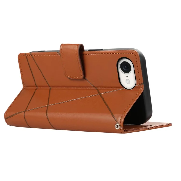 DF-06 Für iPhone SE (2024) Hülle Line Imprint Wallet Cover Großhandel Handy Zubehör - Braun